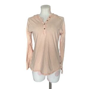 Carhartt Casual Workwear Minimalist Hooded Henley Top - Peach Pink S